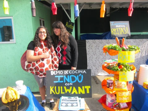 Fresh food advocate Clara Mejia (right) and her classmate Catherine Martinez.