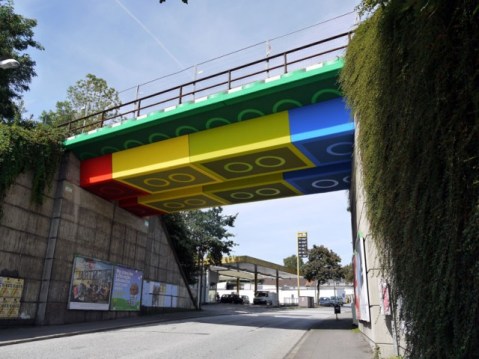 Lego bridge in Wuppertal, Germany by Megx. Photo by Lukas Power and Rolf Dellenbusch via This is Colossal
