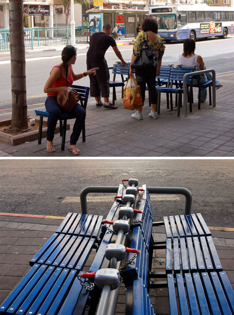 A paid public seating experiment in Bat Yam, Israel by Vincent Wittenberg. Photo by Vincent Wittenberg via Web Urbanist. 