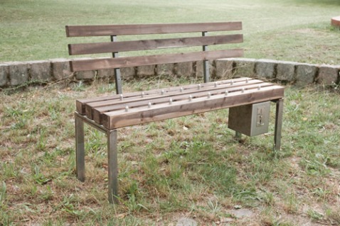 "Pay & Sit" bench by Fabian Brunsing. Photo by Fabian Brunsing.