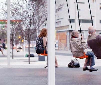 Pop Up Swings in London. Photo via Sustainable Cities Collective